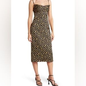 NWT We Wore What Floral Black Midi Dress Size 0